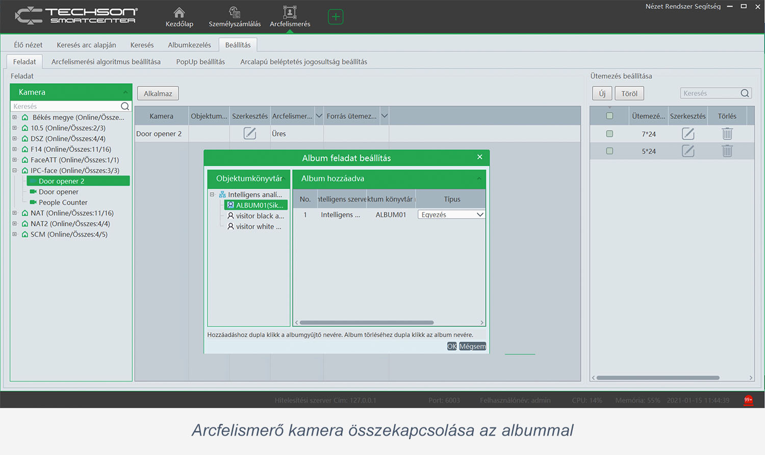 Arcfelismerő kamera összekötése az albummal